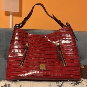 Dooney & Bourke Red Croc-Embossed Hobo Bag